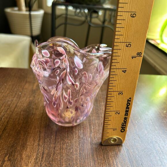 Vintage ’69 Studio Art Glass Connie Christopher Handkerchief Vase pink - Picture 8 of 8